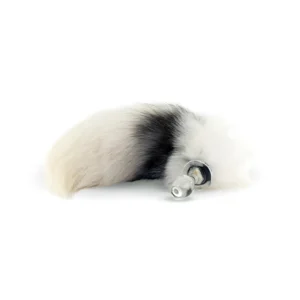 Crystal Delights Arctic Marble Real Fur Tail Glass Plug