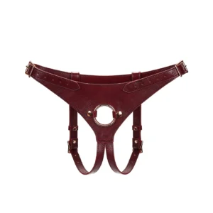Wine Red Deluxe Leather Strap On Harness