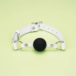 Fuji White Leather Silicone Ball Gag