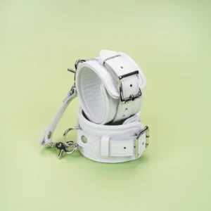 Fuji White Leather Ankle Cuffs