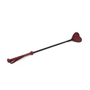 Wine Red Heart Shape Leather Riding Crop
