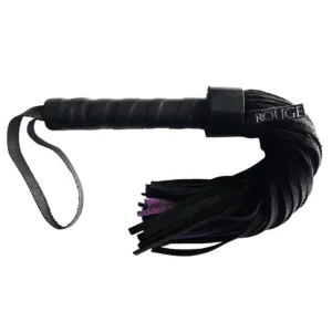 Short Suede Flogger With Leather Handle ~Black/Purple